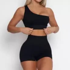 Conjunto de academia suplex fitness Crossfit short + top cintura alta moda feminina