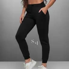 Calça Jogger em Moletom Feminina Casual Esporte Academia com Bolso na Frente P,M,G,GG