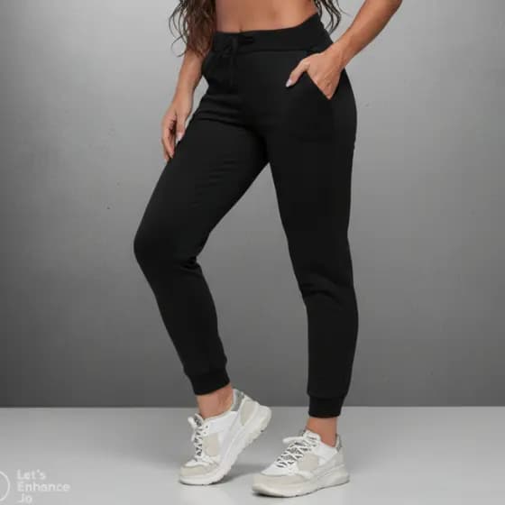 Calça de Moletom com Bolsos Feminina Algodão Felpado Peluciado