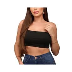 Top Faixa Preto Com Elastico Básico Verão Balada