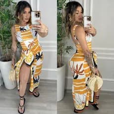 Kit Body Maiô + Páreo Saída De Banho Feminina