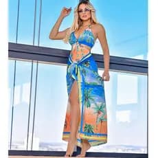 Conjunto Body/Maiô Argola + Páreo Saída De Praia Verão