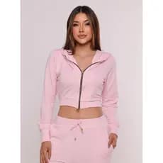 Conjunto De Frio Feminino Manga Longa Capuz Chic Abrigo Com Zíper