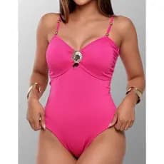 Maiô Feminino Modelador Alça Cintura Alta Com Bojo Elegante Praia