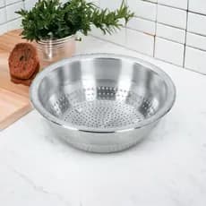 Escorredor de Arroz Aluminio Polido Grande e Resistente