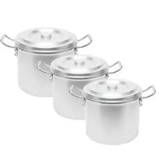 KIT 3 CALDEIROES INDUSTRIAL HOTEL EM ALUMINIO REFORÇADO