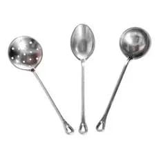 Kit 3 Talheres Aluminio Fundido Colher de Arroz, Escumadeira, Concha