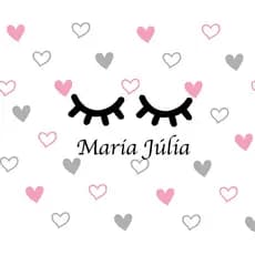 ADESIVO DE PAREDE DECORATIVO QUARTO INFANTIL 100un 5cm CORAÇÃO CILIOS NOME COR ROSA e CINZA