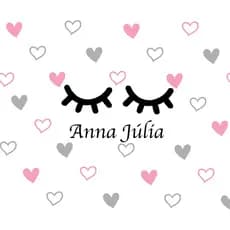 adesivo decorativo de parede quarto infantil 100un 5cm CORAÇÃO CILIOS NOME COR ROSA e CINZA