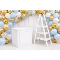 Kit Escada 4 Andares + Cômoda Fake MDF Decoração Festa Eventos Mesa Cenográfica Suporte Doces Display