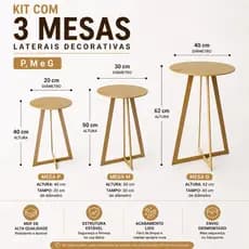 Trio Suportes MDF Desmontável Triângulo Redondo Kit 3 Peças Decoração Festa Casamento Mesa Display Doces