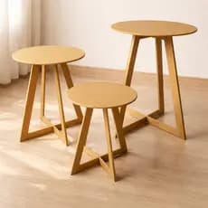 Trio de mesas Triângulo Redondo MDF Decorativo para Festa e Decoração de Mesa mesinhas festas