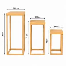 Trio Mesa Quadrada MDF Kit PMG 3 Peças Decoração Festa Eventos Casamento Infantil Chá Revelação Bebê Display Doces