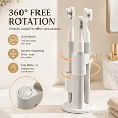 Organizador De Porta Escova De Dentes Para Banheiro , 360 ° Suporte Giratório De Bancada Escovas De Dente E Pincéis De M