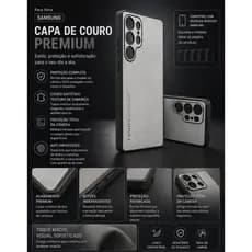 Capa De Couro De Luxo Cinza Para Samsung Galaxy S24 ULTRA/S25 ULTRA/S24 FE/S25 FE/A15/A55/A17/A07/A06/A16/A36/A56