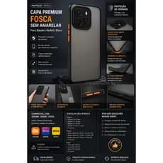 Capinha fosca translúcida P/REDMI/NOTE 9S/NOTE 10 4G/NOTE 12 4G/NOTE 12S/NOTE 13 4G/13C/14C/15C/NOTE 14/POCO C75/C85