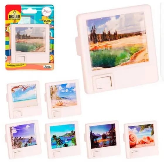 Mini Abajur Tomada Luz Led Noturno Bivolt Quarto Criança Idoso Paisagens Sortidas Decorativo