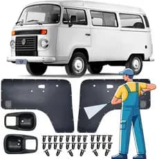 Jogo Papelão Porta Plástico Lavável Impermeável Forração Revestimento Salão Para kombi 1998 a 2014