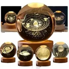 Luminária Decorativa Globo LED  Luminária De Mesa Bola De Cristal Abajur Sistema Solar Galáxia