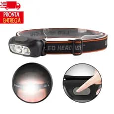 Lanterna de cabeça recarregável com LED para camping, trilhas, caminhadas, ciclismo e mountain bike, com 2 led