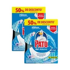 2 packs Desodorizador Sanitário Pato Gel Adesivo Marine 38g com 12 discos cada.