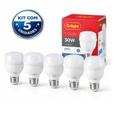 Kit 5 Lâmpadas 30w Branco Frio 6500w Bivolt Glight