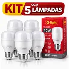 Kit 5 Lâmpadas 40w Branco Frio 6500w Bivolt Glight