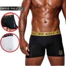 Kit com 5 Cuecas Boxer Masculino Pitbull American Microfibra Lisa Premium Cueca Box Masculina