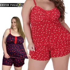 3 Pijamas Feminino Plus Size Baby Doll Conforto Extra Grande Poliéster Short Doll G1 G2 G3