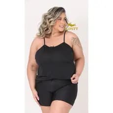 Kit de Baby Doll Liso Plus Size em Poliéster Short Doll Adulto Feminino Linha Noite.