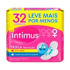 Absorvente Intimus Gel Tripla Proteção Suave com Abas 32un