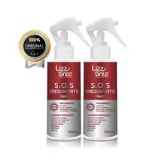 2 Tônico SOS Crescimento 100 ml Lizz ante - Crescimento Acelerado - Preenche Falhas - Combate Calvice - Trata Alopécia - Aumento Volume Massa Capilar - Combate Caspa Oleosidade - Hidrata - Brilho - Cabelo Ressecado - Keratina - Óleo Rícino - Biotina