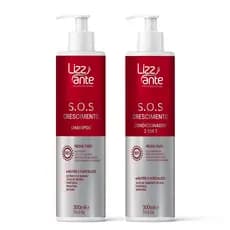 Shampoo e Condicionador 2 em 1 SOS Crescimento 300ml Fortalecimento Combate a Queda de Cabelo Hidratação Brilho e Maciez Anti-frizz Creme de Pentear Desembaraça os Fios Lizz ante Professional
