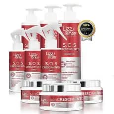 3 Kit SOS Crescimento Lizz ante Crescimento Acelerado Preenche Falhas Combate Calvice Aumenta volume