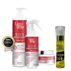 Kit Sos Crescimento Antiqueda e Óleo De Argan Antiqueda Fortalecimento e Crescimento Acelerado