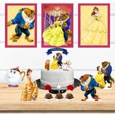 Kit Só um Bolinho - Bela e a Fera - Kit Festa em casa  - Aniversário, Mêsversário