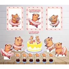 Kit Só um Bolinho -CAPIVARA BAILARINA-  Kit Festa em casa  - Aniversário, Mêsversário