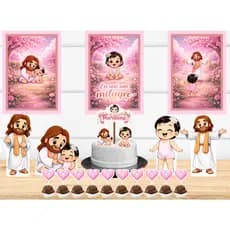Kit Só um Bolinho - JESUS CRISTO-MENINA-MILAGRE - Kit Festa em casa  - Aniversário, Mêsversário