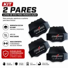 KIT 2 PARES, luvas de EVA para musculação/academia/protetor palmar. modelo INTEGRAL.