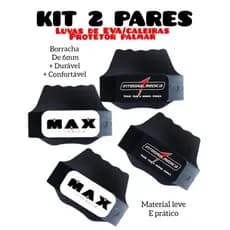 KITS DE 2 PARES, luvas de EVA para musculação/academia, modelo Max e integral.
