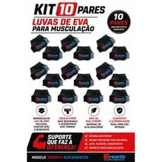 KIT 10 PARES growth, luvas de EVA para musculação.