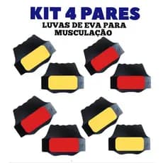 KIT 4 PARES, luvas de EVA para musculação/ academia/ protetor palmar. 2 amarelas e 2 vermelhas