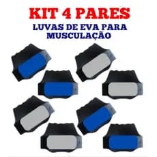 KIT 4 PARES, luvas de EVA para musculação/ protetor palmar/academia/anti-calos 2 azul e 2 cinza