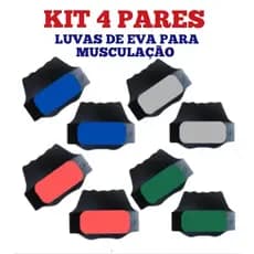 KIT 4 PARES, luvas de EVA para musculação/ protetor palmar/academia/anti-calos. 1 azul,1 cinza, 1 vermelha e 1 verde