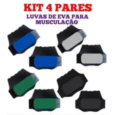 KIT 4 PARES, luvas de EVA para musculação/ protetor palmar/academia/anti-calos1 azul.1 cinza, 1 verde e 1 preto.
