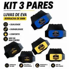 KIT 3 PARES luvas de EVA para musculação/academia/protetor palmar/ modelo GARRAFITSPORTS.