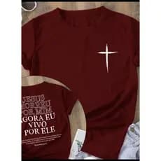 Camiseta Unisex  evangelica religiosa 100% Algodão Vivo Por Ele envio imediato 5