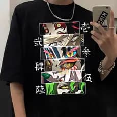 Camiseta Basica Algodao Eyes Anime Manga Onis Kimetsu Anime Unissex