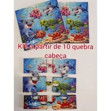 KIT 10 UND ATE 40 UND QUEBRA CABEÇA FUNDO DO MAR, TAMANHO 10X10CM 6PEÇAS, PRENDA, FESTA, ANIVERSÁRIO, BRINDE, DIDÁTICO