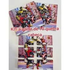 KIT 10 UND ATE 40 UND QUEBRA CABEÇA HERÓIS ,TAMANHO 10X10CM 6PEÇAS,, PRENDA, FESTA, ANIVERSÁRIO, BRINDE, DIDÁTICO,PASSAT